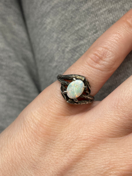size 5.75 sterling silver opal ring