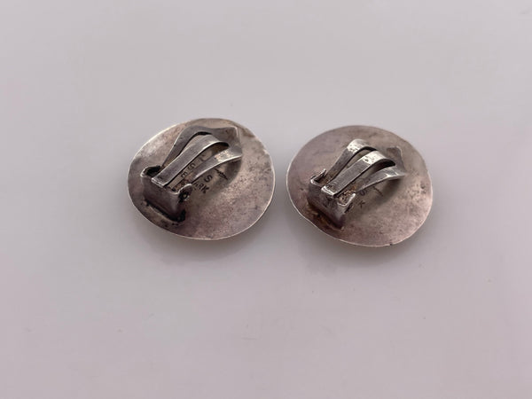 sterling silver Hans Hansen Denmark modernist stoneless concave clip on earrings