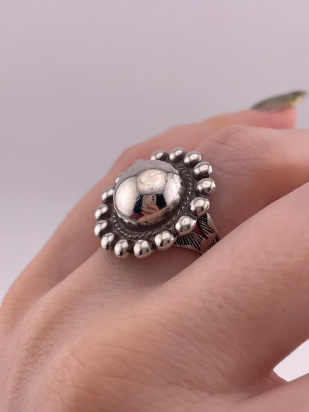 size 7.25 sterling silver dome stamped band ring