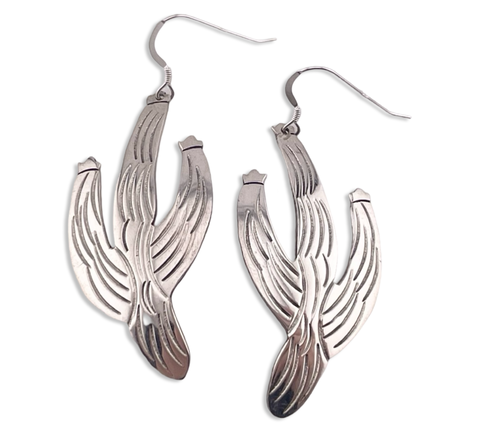 sterling silver cactus hook dangle earrings