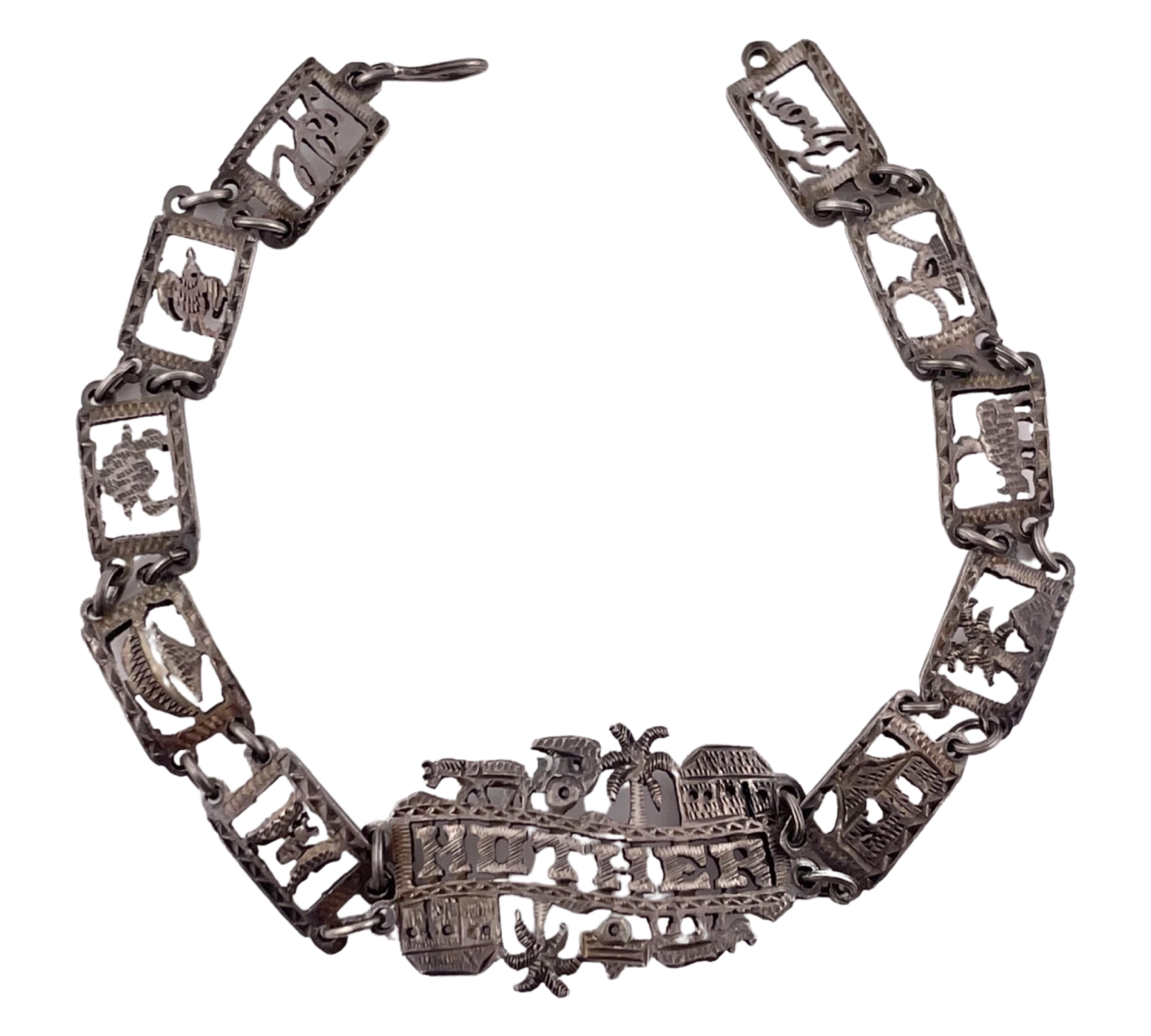 sterling silver 7 1/4" ornate 'mother' link bracelet