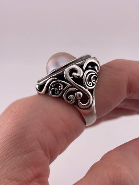 size 8.75 sterling silver blister pearl ring