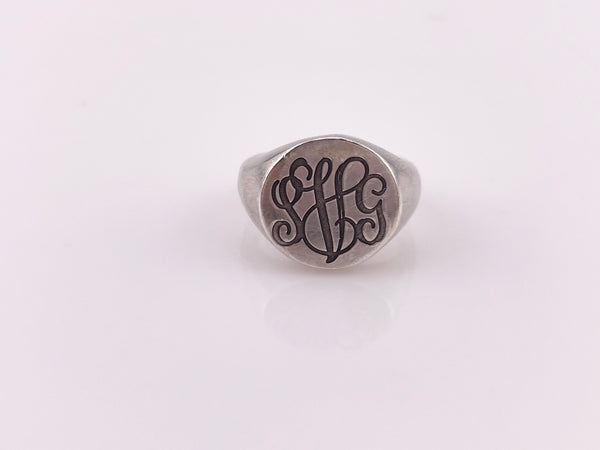 size 6.25 sterling silver 'SGV' initials ring
