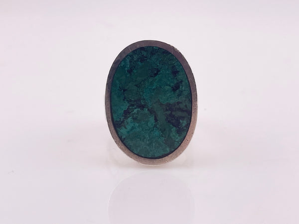 size 9.75 sterling silver chunky flat chrysocolla ring