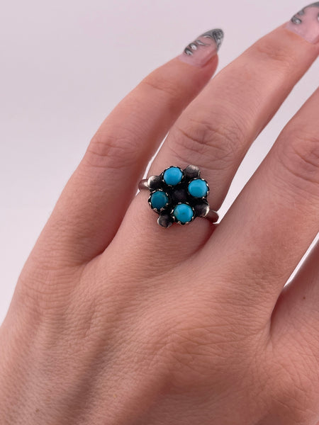 size 7 sterling silver turquoise four stone ring