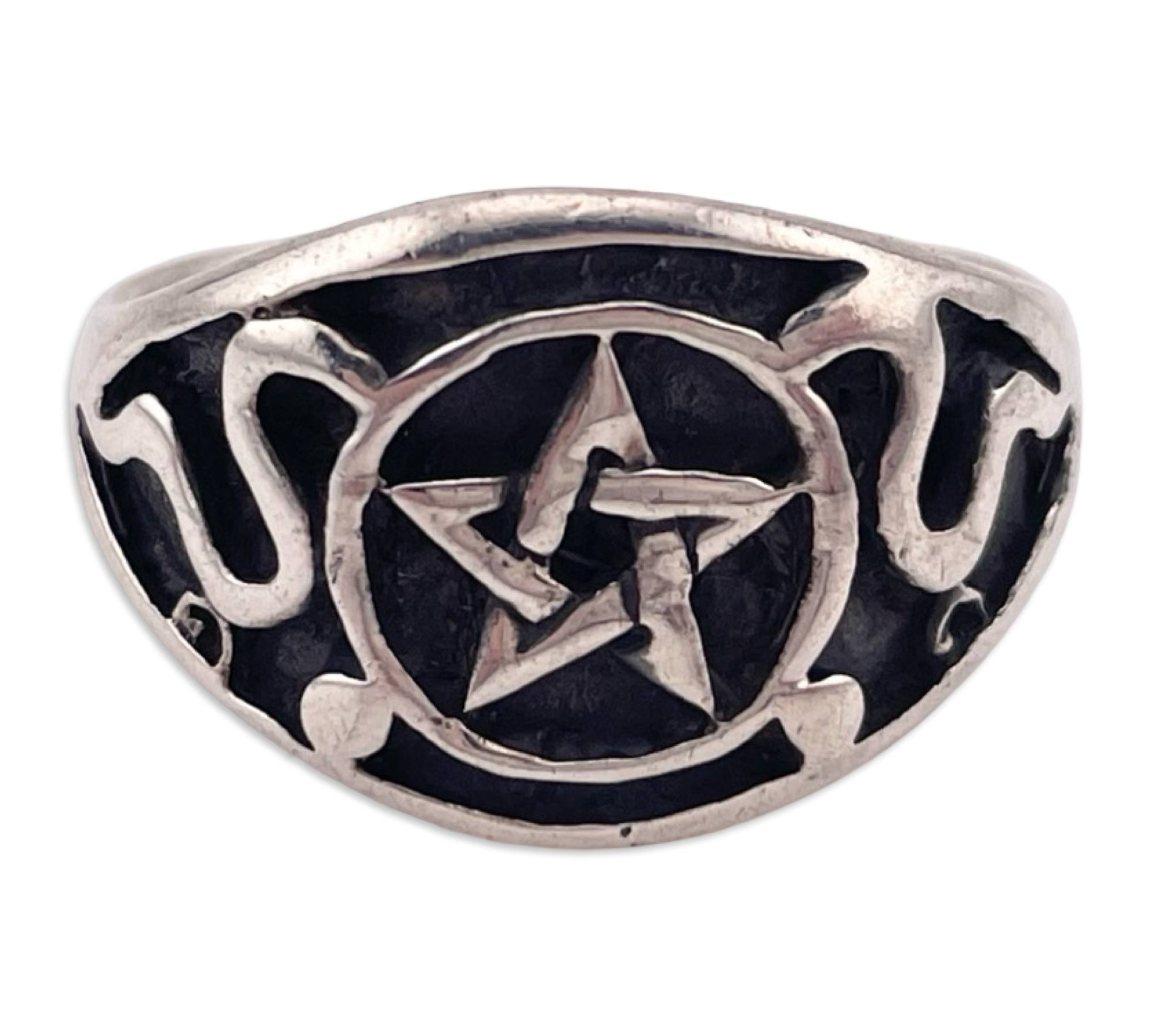 size 11.75 sterling silver pentacle star ring