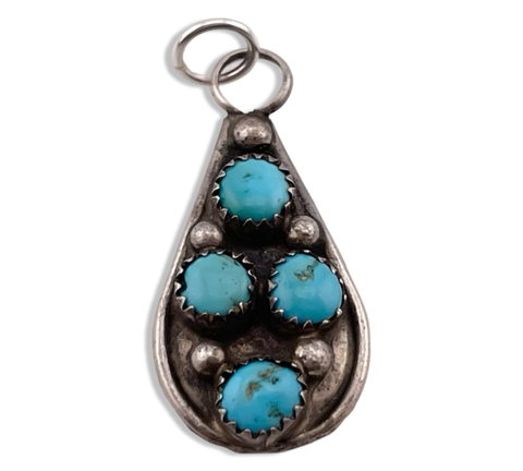 sterling silver four stone turquoise pendant