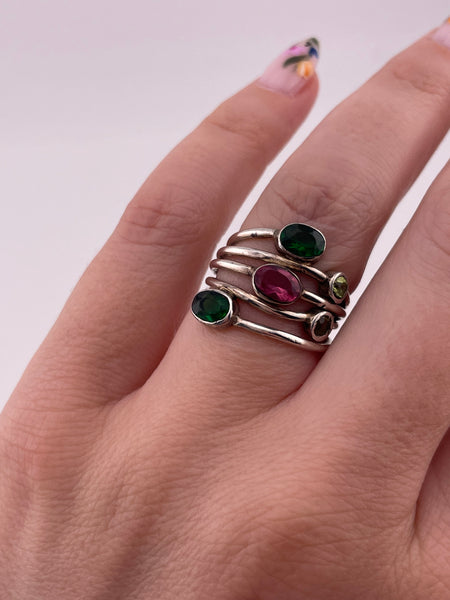 size 5.75 sterling silver faceted glass peridot ring