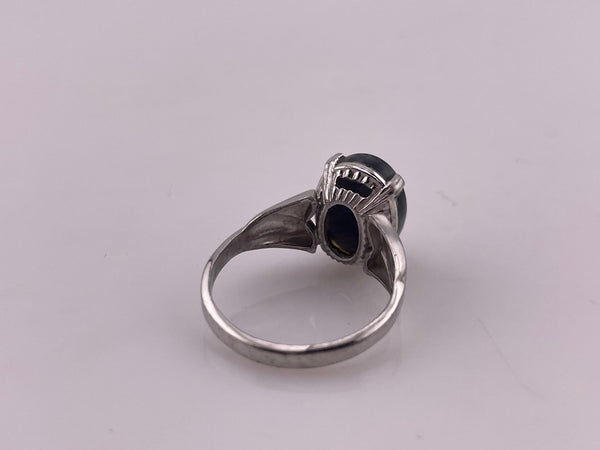 size 8.25 sterling silver rhodium plated labradorite textured leaf ring