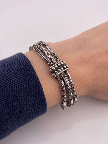 sterling silver 8 1/2" heavy wheat chain toggle clasp link bracelet