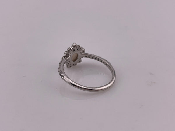 size 7.75 sterling silver faceted quartz rhinestone ring