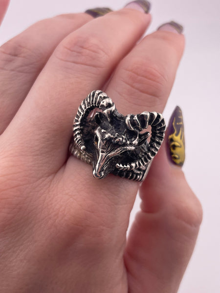 size 10.75 sterling silver rams head ring