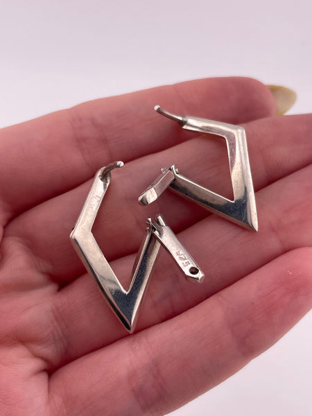 sterling silver stoneless marquee shaped hinge post earrings **AS IS**