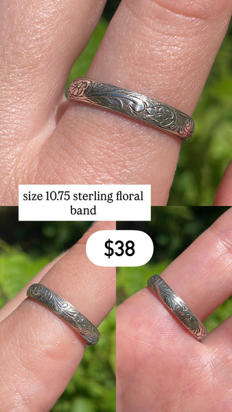 RESERVED PRIVATE LISTING -- sterling silver floral band A10