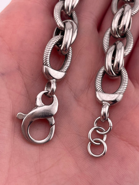 sterling silver 7 1/2" circle link bracelet