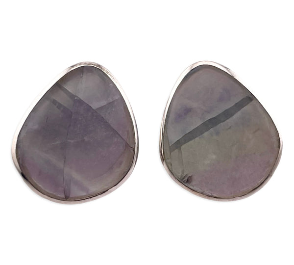 sterling silver rainbow fluorite post earrings