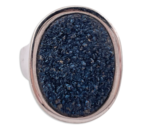 size 10.25 sterling silver blue druzy ring