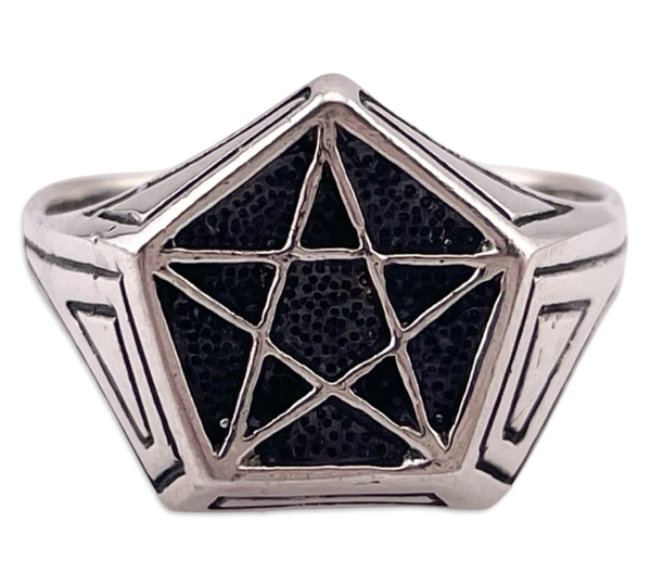 size 13 sterling silver pentagram star ring
