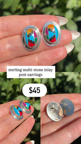RESERVED PRIVATE LISTING -- sterling silver inlay earrings A14