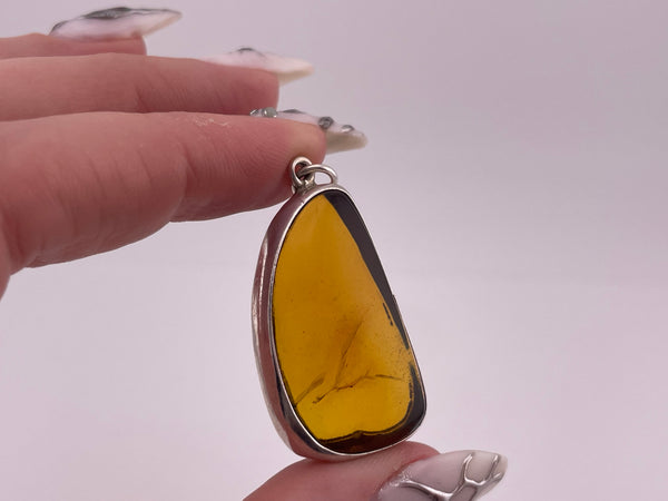 sterling silver amber pendant