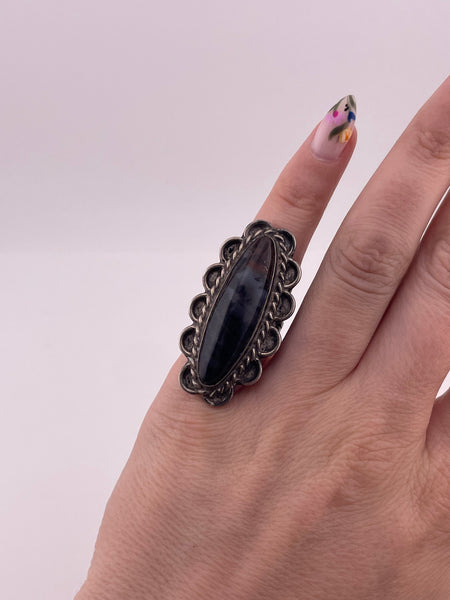size 4.5 sterling silver petrified wood ring