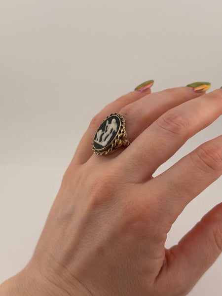 size 6 sterling silver cameo ring