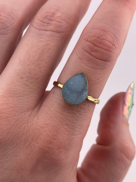 size 8.25 sterling silver gold wash druzy ring