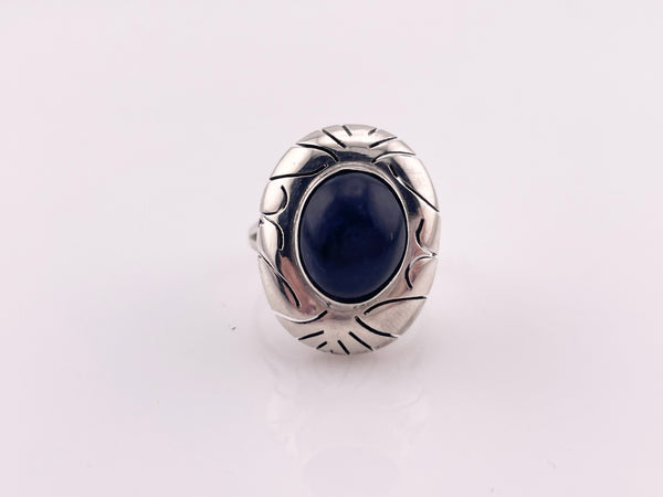 size 8 sterling silver Mexican sodalite cut-out ring