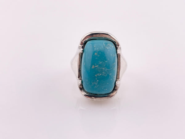 size 6.5 sterling silver blue glass ring