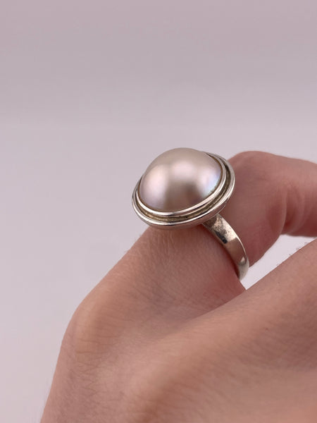 size 5.25 sterling silver faux pearl ring