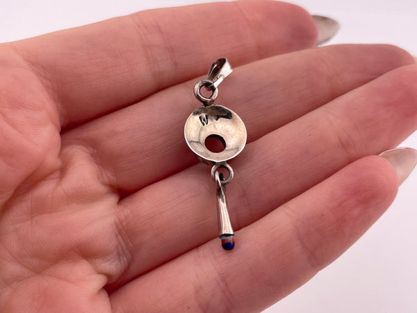 sterling silver multi-stone inlay dangle pendant