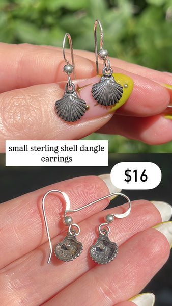 RESERVED PRIVATE LISTING -- sterling silver small shell dangle earrings B7