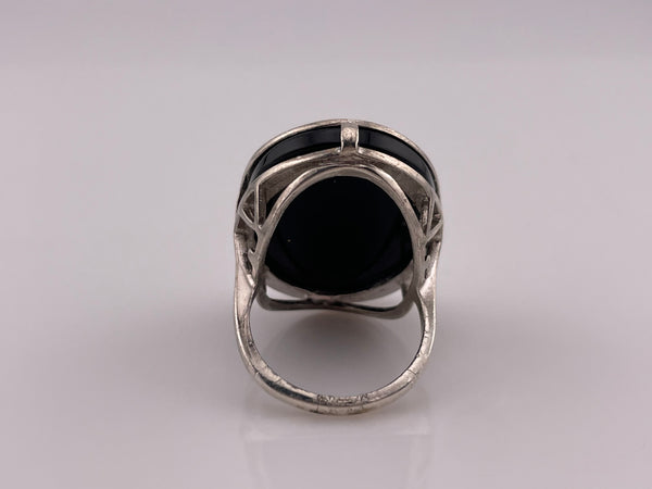 size 8.5 sterling silver synthetic onyx ring