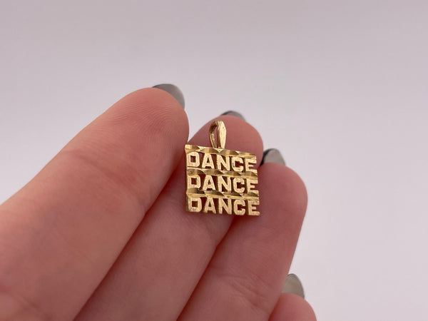 14k gold 'Dance Dance Dance' charm pendant