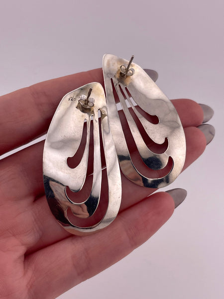 sterling silver large stoneless cut-out post earrings