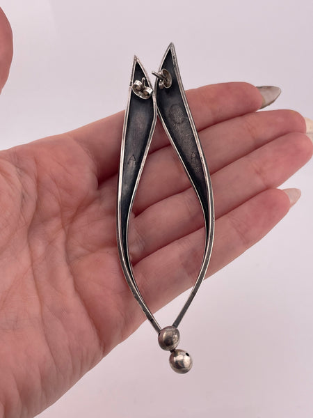 sterling silver 4-1/8" stoneless post earrings