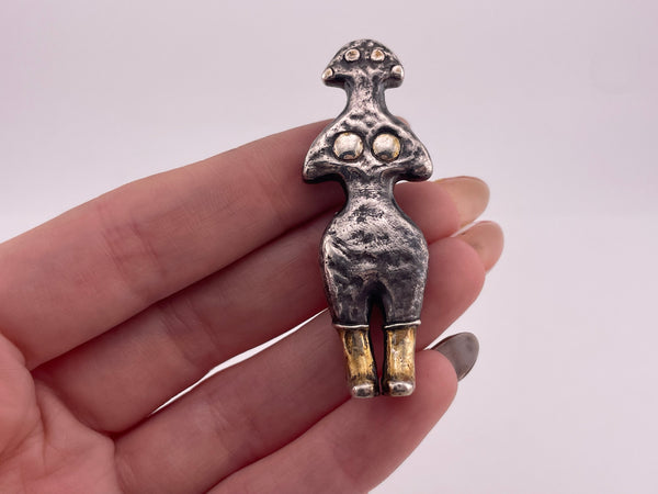 sterling silver  & gold plated Museum of Fine Arts goddess pendant / brooch