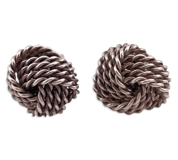 sterling silver small stoneless round knot post earrings