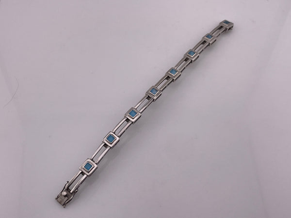 sterling silver 7-3/4" faceted topaz link bracelet