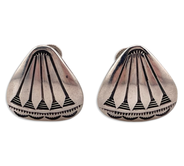 sterling silver stamped stoneless screw-back earrings