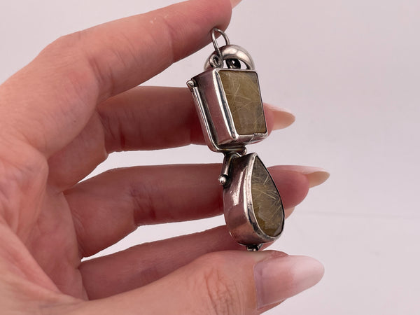 sterling silver rutilated quartz pendant