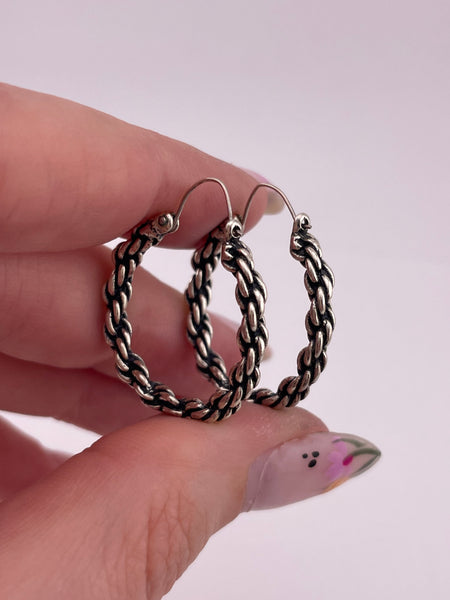 sterling silver rope chain hoop earrings ***Non-Sterling Hooks***