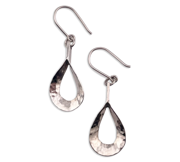 sterling silver stoneless hammered open dangle earrings
