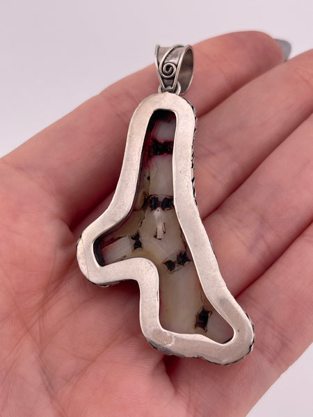 sterling silver large coral branch pendant