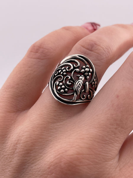 size 7.25 sterling silver bird cut-out design ring