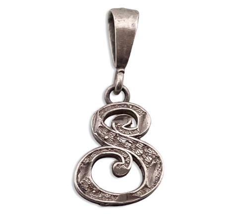 sterling silver 'S' letter initial pendant