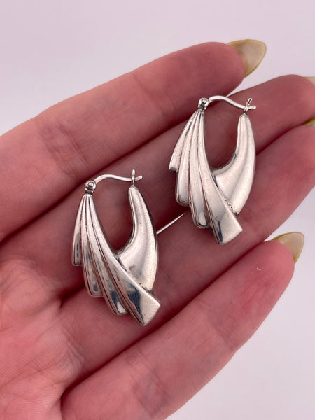 sterling silver textured puffy hoop earrings