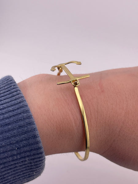 sterling silver 6-3/4" gold plated anchor bracelet
