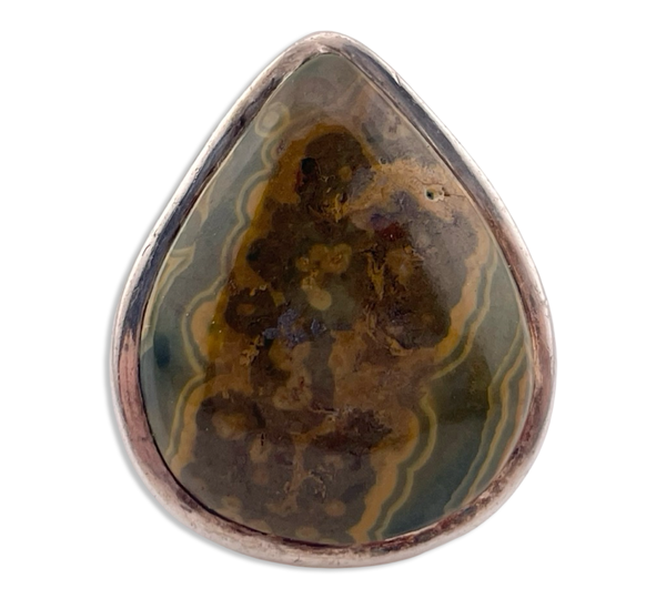 size 8.5 sterling silver chunky heavy jasper teardrop ring