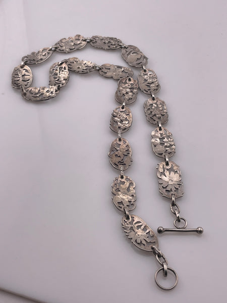 sterling silver 19-1/2" artisan flower necklace